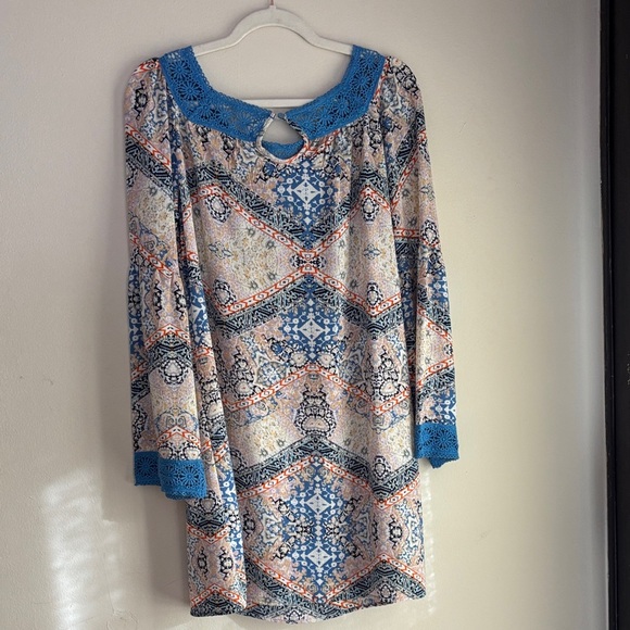 Xhilaration Blue and Orange Crochet Dress - Picture 4 of 4